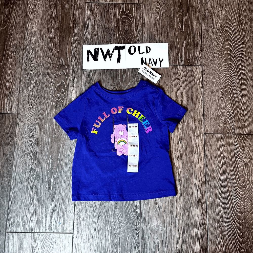 NWT Old Navy Care Pink Bear Full‎ of Cheer 12-18M Purple Tshirt Girls